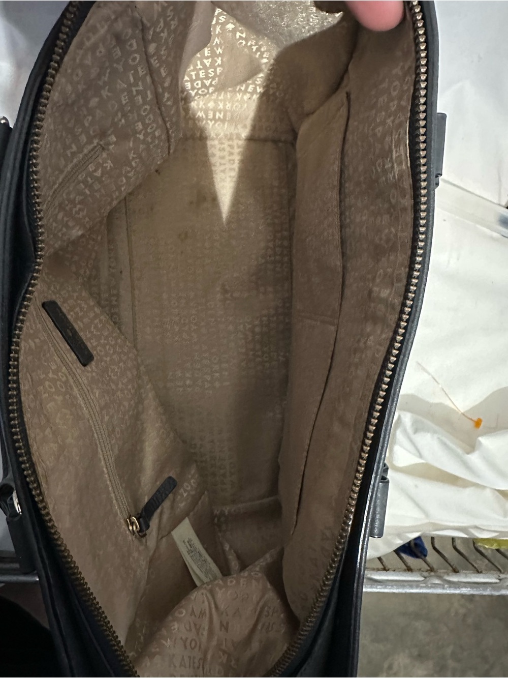 Kate Spade Gray Pebbled Leather Satchel w/ Front Zip Pocket - Picture 6 of 6